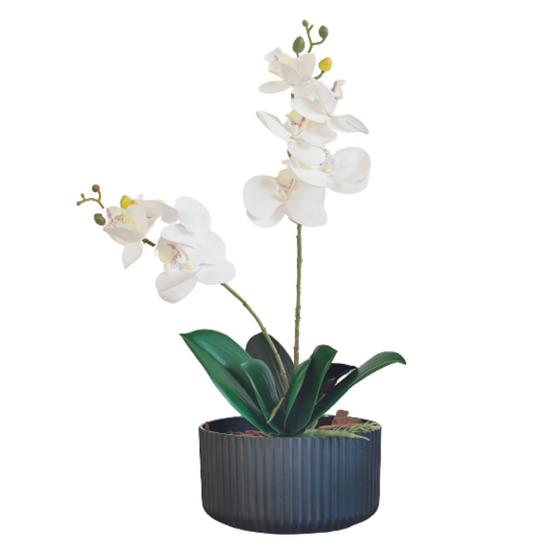 Imagem de Vaso Centro de Mesa e Vaso Flor Orquídea Branco Artificial