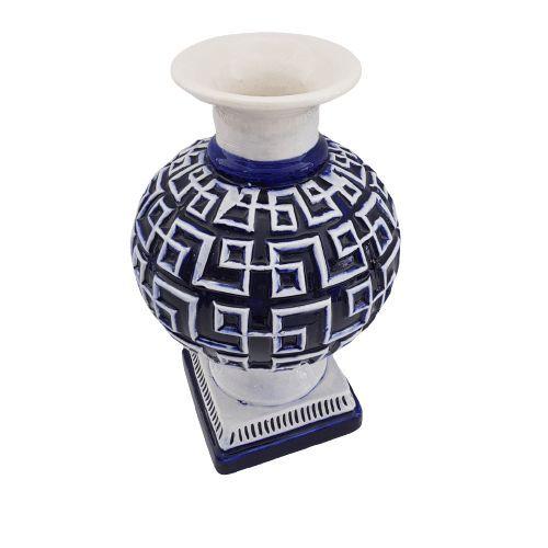 Imagem de Vaso Cerâmica Azul com Branco