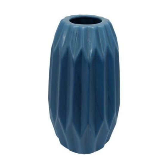 Imagem de Vaso Ceramica Azul Maior Design Relevos Losangos