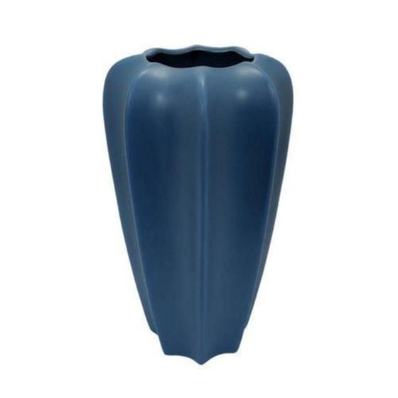 Imagem de Vaso Ceramica Azul Menor Ondulações Luxuosas Contemporaneo