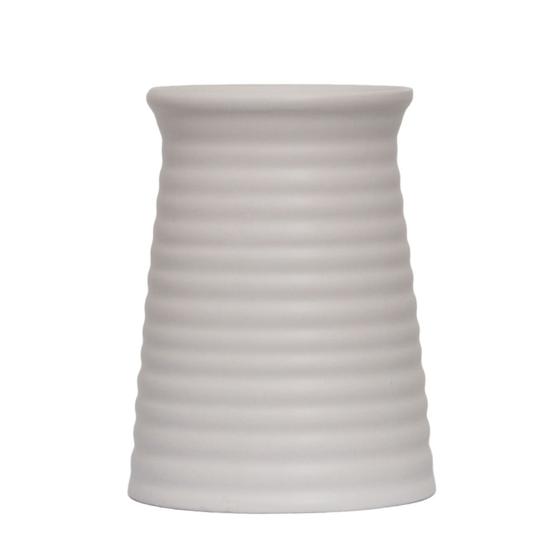 Imagem de Vaso Cerâmica Branco Redondo Riscado Moderno Quality House