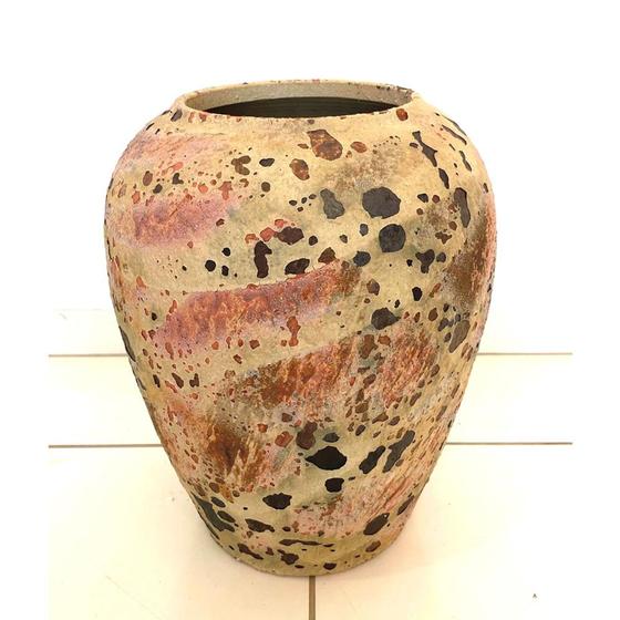 Imagem de Vaso Ceramica Design Rustico Cinza Rosê Lindo Para Area Externa