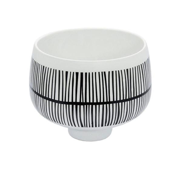 Imagem de Vaso Ceramica Moderna Maior Branco com Listras Pretas Luxo