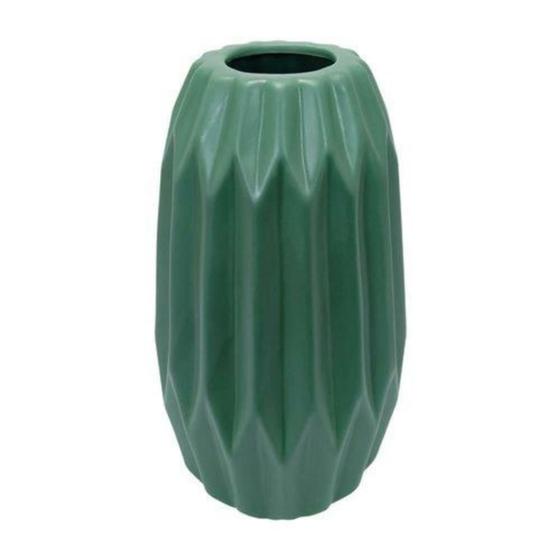 Imagem de Vaso Ceramica Verde Maior Relevos em Losango Fino Design