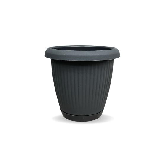 Imagem de Vaso Com Prato Embutido Anti Dengue 1,4lts Cinza Concreto