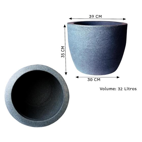 Imagem de Vaso Cone Redondo Moderno Modelo grafiato  Jardim Polietileno 39X35