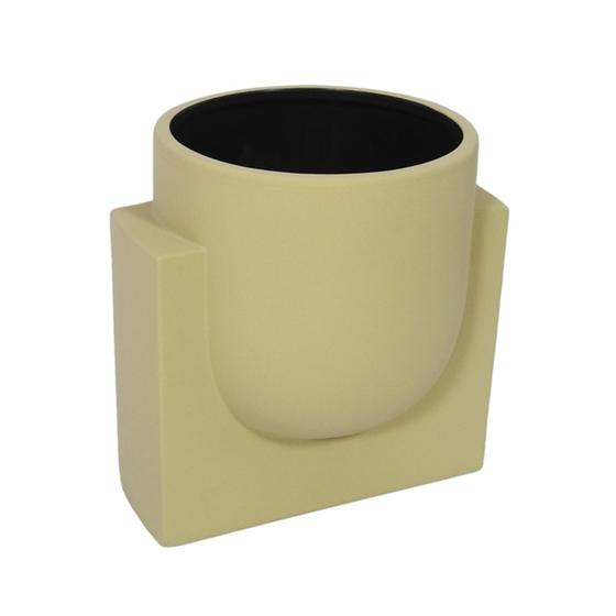 Imagem de Vaso Contemporaneo c Base Ceramica Bege Nobre  Luxo