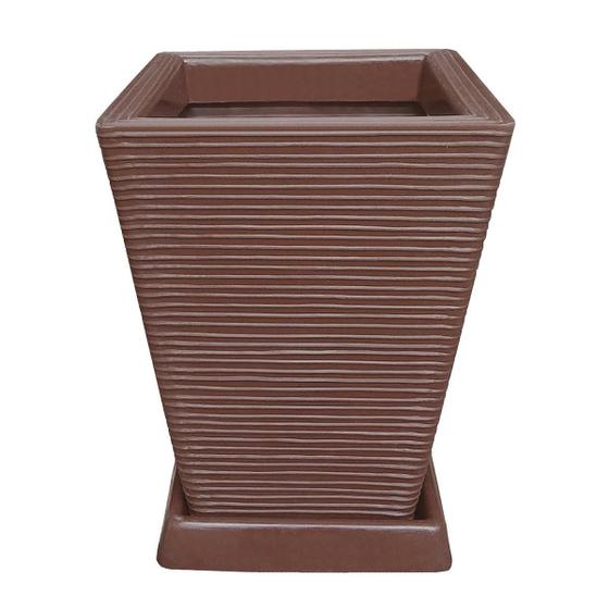 Imagem de Vaso D Planta Decorativo Polietileno 45X35 + Prato Chocolate