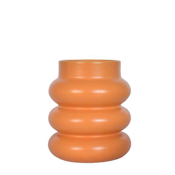 Imagem de Vaso de Cerâmica Decorativo Para Flores Laranja Border M 20 Cm