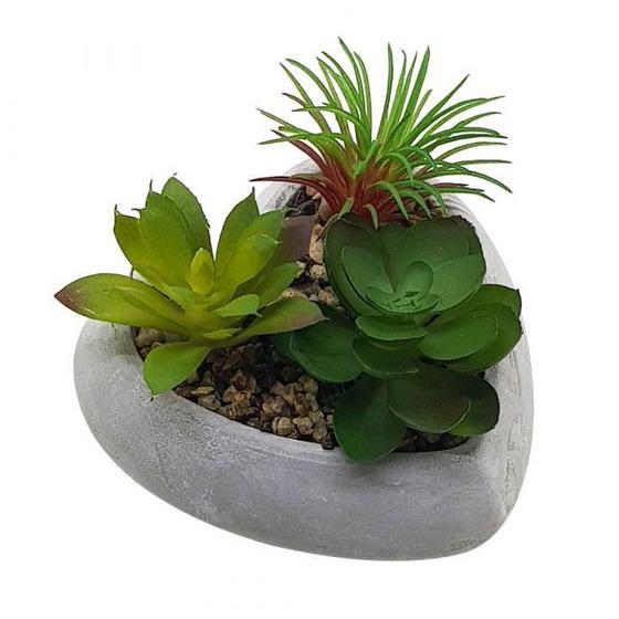 Vaso de Concreto Centro de Mesa Coração Cinza com Suculenta Artificial 11 x 11 x 8,5 cm Menor preço em Vaso de Concreto Centro de Mesa Coração Cinza com Suculenta Artificial 11 x 11 x 8,5 cm