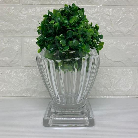 Imagem de Vaso de cristal estilo pedestal com planta artificial