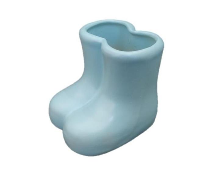 Imagem de Vaso De Flor Pequeno Modelo Bota Galocha Cor Azul Bebe