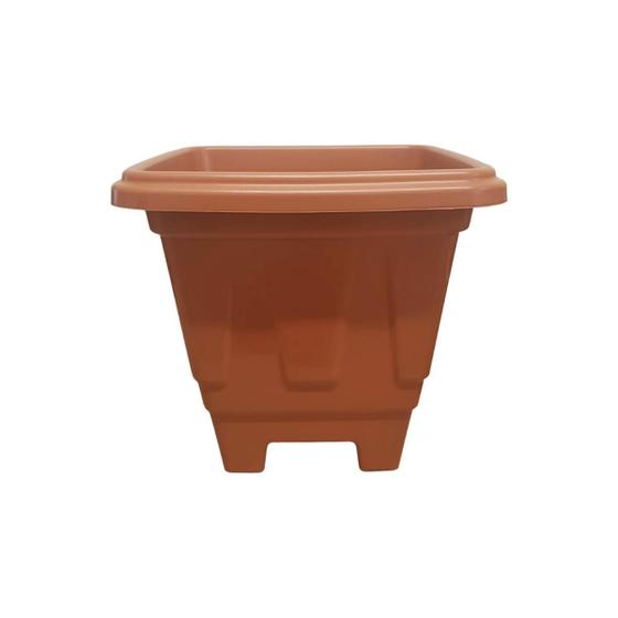 Imagem de Vaso De Flor Plantas Quadrado 6,4 Litros 23Cm X 25Cm Marrom