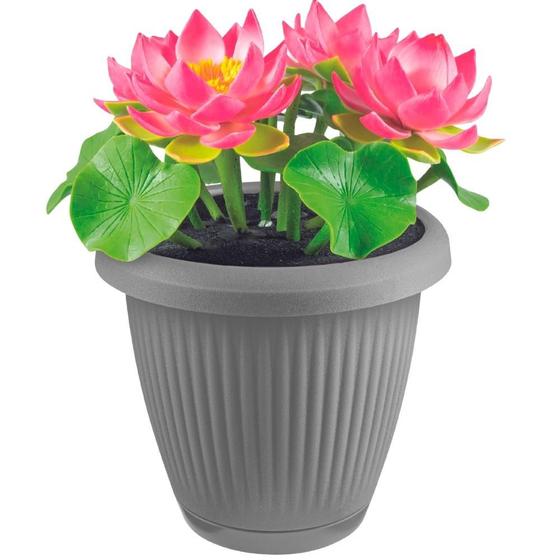 Imagem de Vaso de Flor Plástico Pequeno c/Prato 1,4 Litros Moderno Decorativo