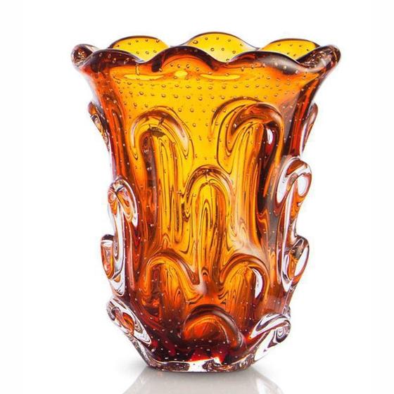 Vaso de Murano São Marcos - Cristal Âmbar 21cm Menor preço em Vaso de Murano São Marcos - Cristal Âmbar 21cm