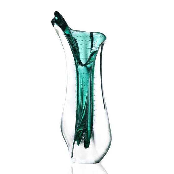 Vaso De Murano São Marcos - Cristal Verde Esmeralda/Transparente 54cm Menor preço em Vaso De Murano São Marcos - Cristal Verde Esmeralda/Transparente 54cm