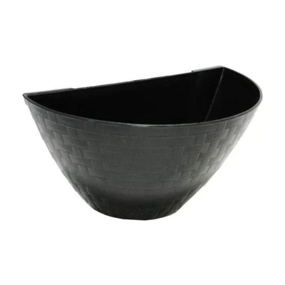 Imagem de Vaso de Parede Rattan Preto Meia Lua Jardim Vertical 3,3 L