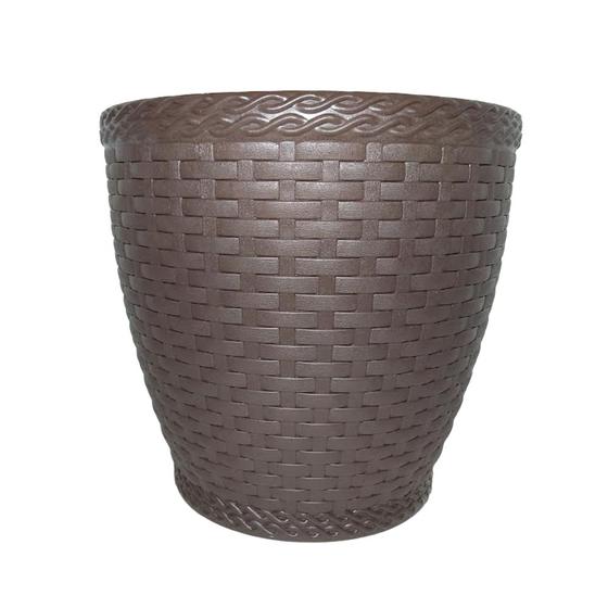 Imagem de Vaso de Planta Decorativo Rattan 10 Litros Café - Injeplastec