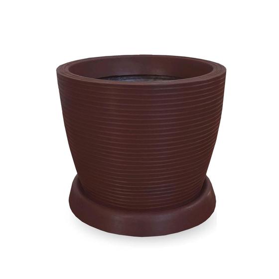 Imagem de Vaso De Planta Pilão De Polietileno 30X30 + Prato Chocolate