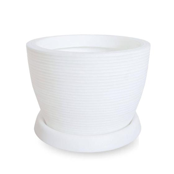 Imagem de Vaso De Planta + Prato Cônico Pilão Decorativo R30X40 Branco