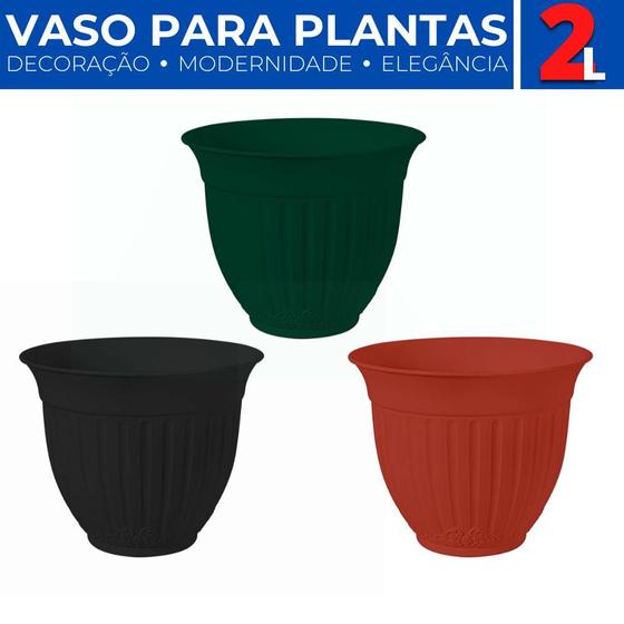 Imagem de Vaso de Plantas Plástico 2 Litros Mudas Decoração Jardinagem