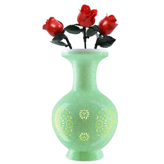 Imagem de Vaso de quebra-cabeça 3D YIZHOR LED Flower para adultos com 200 peças
