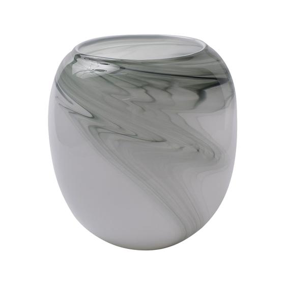 Imagem de Vaso de Vidro Branco e Preto 25,5 x 23CM- BTC