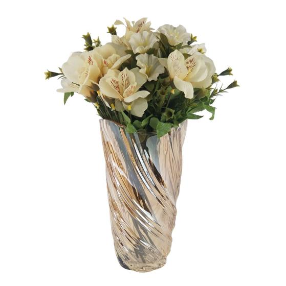 Imagem de Vaso de Vidro Curvas - Decorativo Para Flores - Cor Âmbar