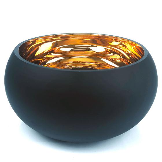 Imagem de Vaso De Vidro Decorativo Centro De Mesa Para Flores E Arranjos Preto Com Dourado