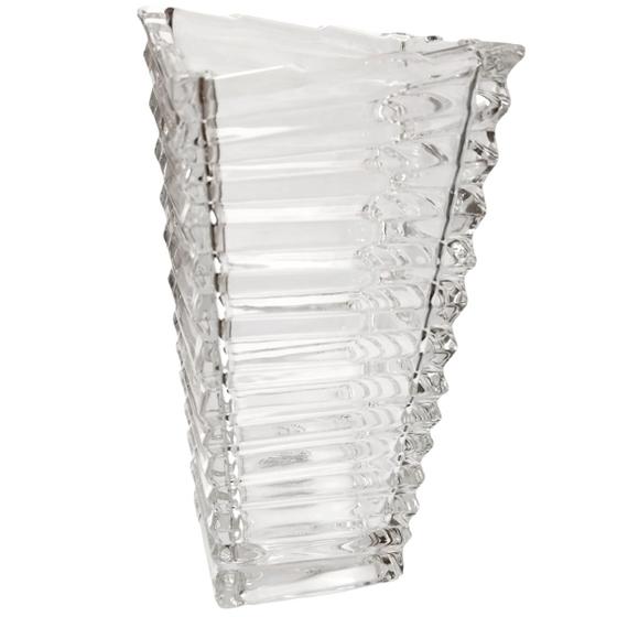 Imagem de Vaso de Vidro Decorativo Lapidado Transparente Grande Cone Quadradado P/ Flores Cozinha Mesa Sala Canto Elegante Luxo