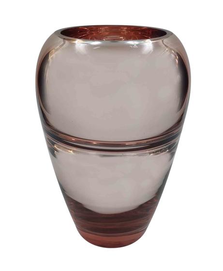 Imagem de Vaso de Vidro Grande Rose Oval Decorativo para Casa 23cm