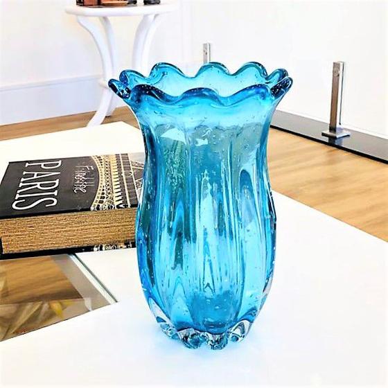 Imagem de Vaso de Vidro Murano Azul Aquamarine 24 Cm