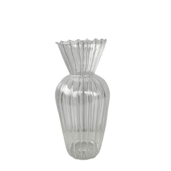 Imagem de Vaso de vidro pequeno decorativo plissado para flor haste