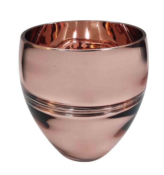 Imagem de Vaso de Vidro Rose Oval Liso Decorativo para Casa 16cm