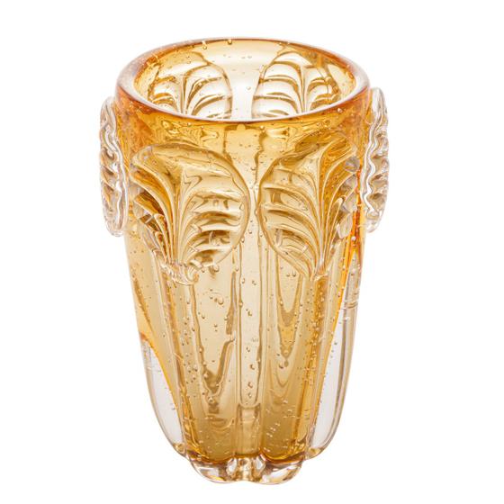 Imagem de Vaso decorativo 20,5 cm de vidro âmbar Leaf Lyor - L1555