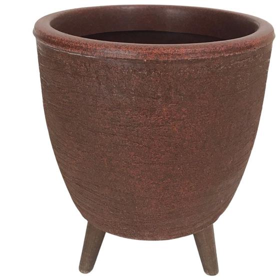 Imagem de Vaso Decorativo 20cm Com Tripé De Madeira Para Plantas E Flores 