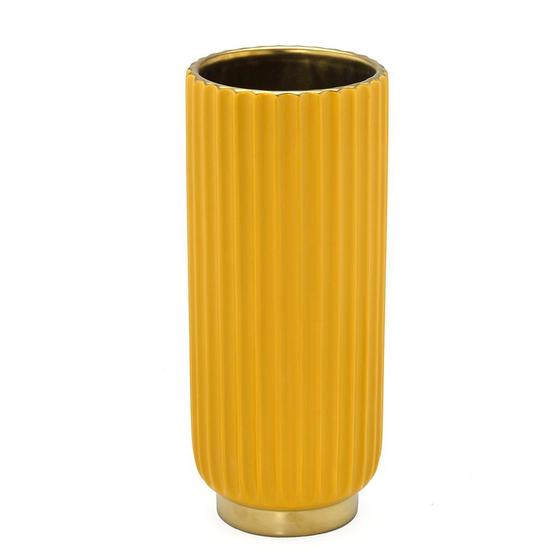 Imagem de Vaso Decorativo Amarelo Alto Casa Enfeite Sala Mesa Luxo