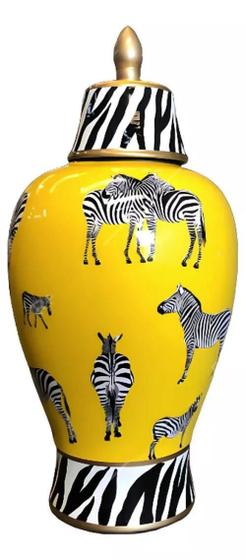 Imagem de Vaso Decorativo Amarelo Porcelana Zebras 34X18