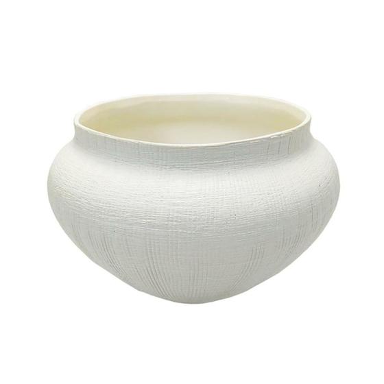 Imagem de Vaso Decorativo Bojudo Ceramica Branca Texturizado