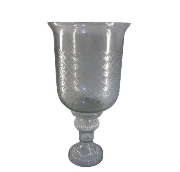 Imagem de Vaso Decorativo c Base 37cm Lapidados Diagonais Formosa