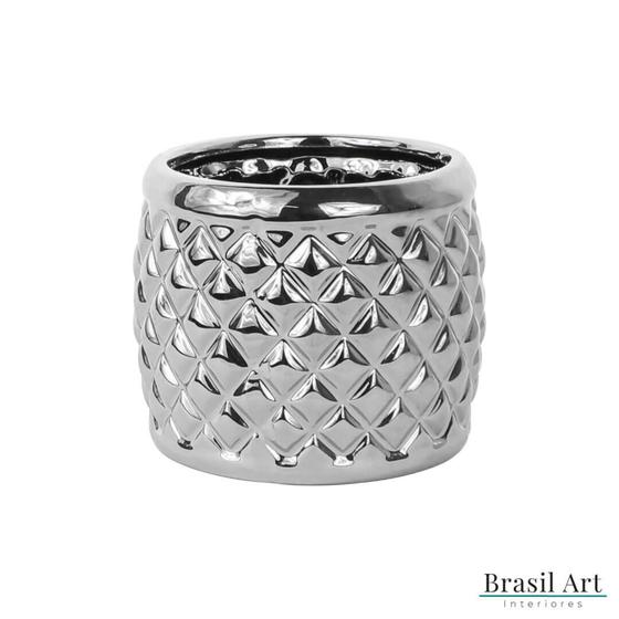 Vaso Decorativo Cromado em Cerâmica Prateado Menor preço em Vaso Decorativo Cromado em Cerâmica Prateado