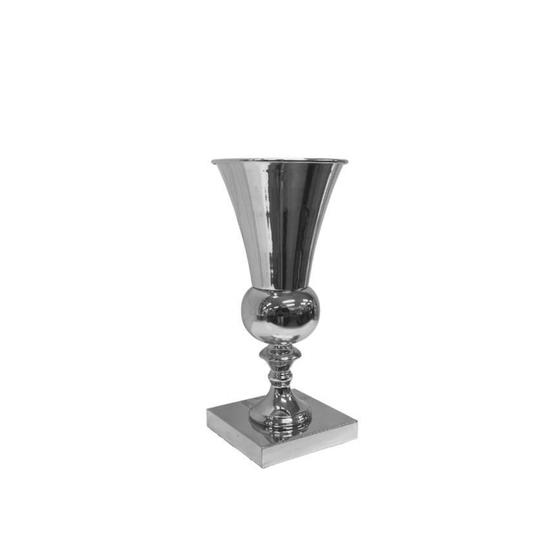 Imagem de Vaso Decorativo de Ferro com Detalhe de Esfera no Meio e Estilo Cálice 16x35 cm