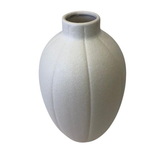 Imagem de Vaso Decorativo em Cerâmica Cacau com Textura Branco 26x13x6 cm