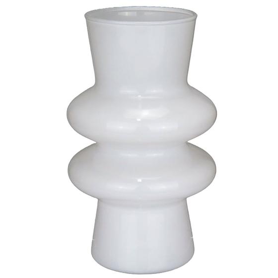 Imagem de VASO DECORATIVO ENFEITE CASA ELIPSE HOME&CO LEITOSO VIDRO 20x12x12cm BRANCO