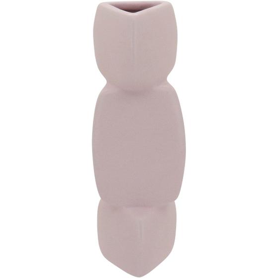 Imagem de VASO DECORATIVO ENFEITE CASA GEOMÉTRICO HOME&CO CERÂMICA 21x7x7cm ROSA CLARO