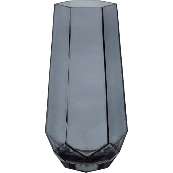 Imagem de VASO DECORATIVO ENFEITE CASA GEOMÉTRICO HOME&CO VIDRO 20x7x7cm FUME
