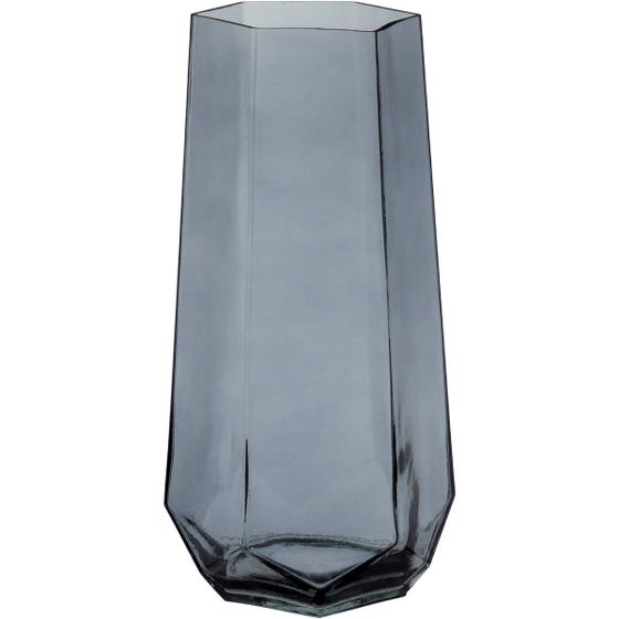 Imagem de VASO DECORATIVO ENFEITE CASA GEOMÉTRICO HOME&CO VIDRO 28x10x10cm FUME