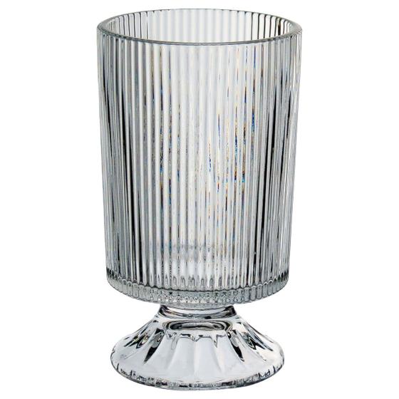 Imagem de VASO DECORATIVO ENFEITE CASA REDONDO HOME&CO COM PÉ VIDRO x17x10cm TRANSPARENTE