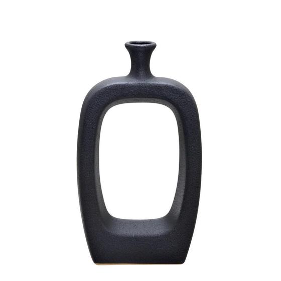 Imagem de VASO DECORATIVO GEOMETRICO PRETO FOSCO EM CERAMICA 35cm