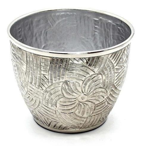 Imagem de Vaso Decorativo Indiano Alumínio Desenho Relevo 16 X 23